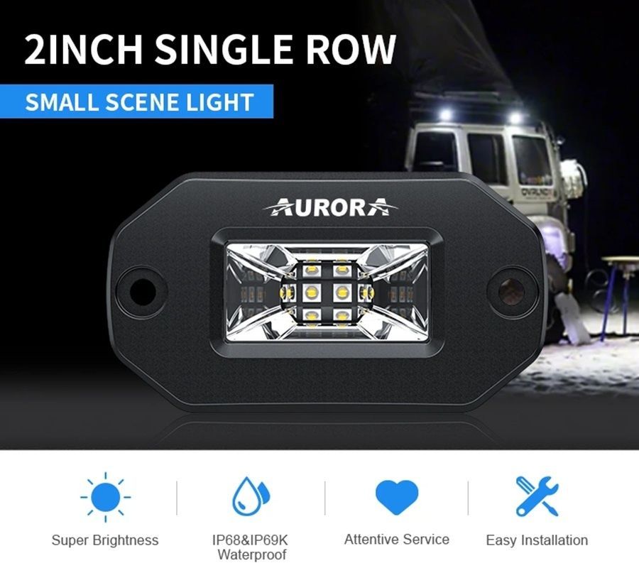 Врезная cветодиодная LED фара Aurora 2" 20Вт (Рабочий свет)