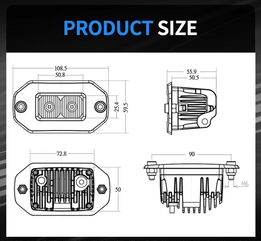 Врезная cветодиодная LED фара Aurora 2" 20Вт (Рабочий свет)