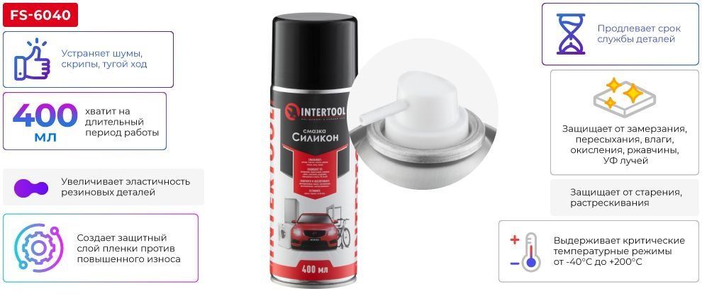 Мастило "Силікон" в аерозолі 400мл. INTERTOOL