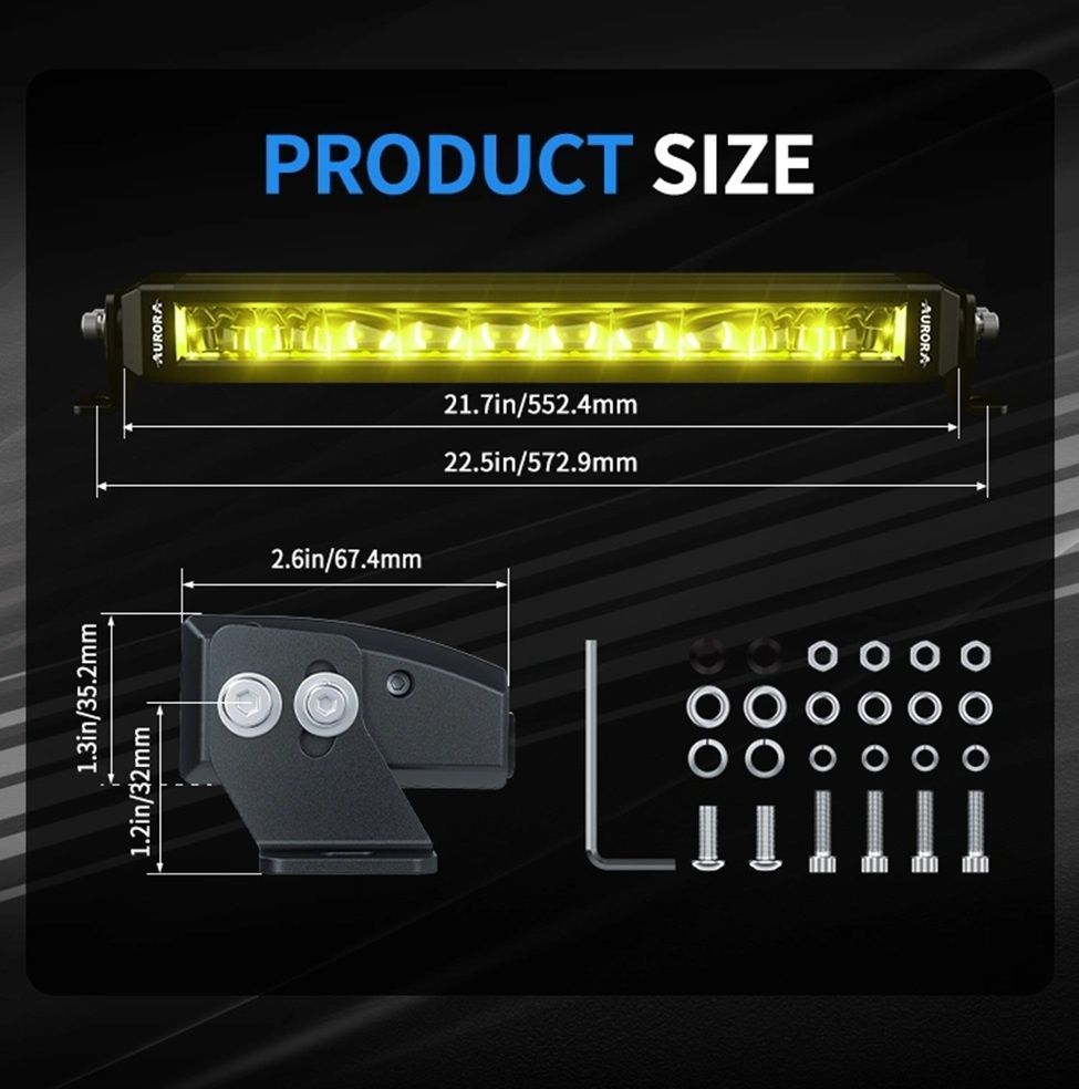LED балка Aurora 10" 75Вт (Белый/желтый, комибинированый свет). AURORA ALO-S6-10-R5H1