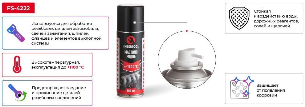 Мастило мідне в аерозолі 200 мл. INTERTOOL