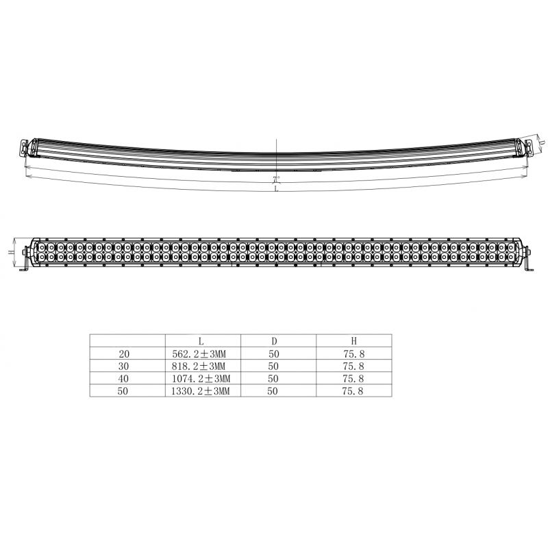 Двухрядная изогнутая LED балка Aurora 20" 200Вт (Комбинированный свет)